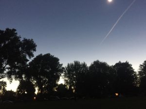 Darkness falls during the total solar eclipse.