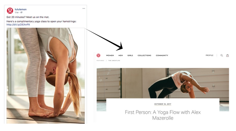 Integrated Health and Fitness PR example from lululemon