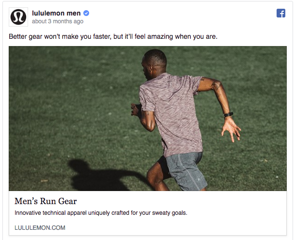 Lululemon facebook ad example