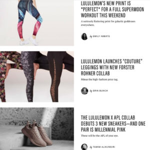 Well+Good articles about lululemon is an example of the PESO model in use.