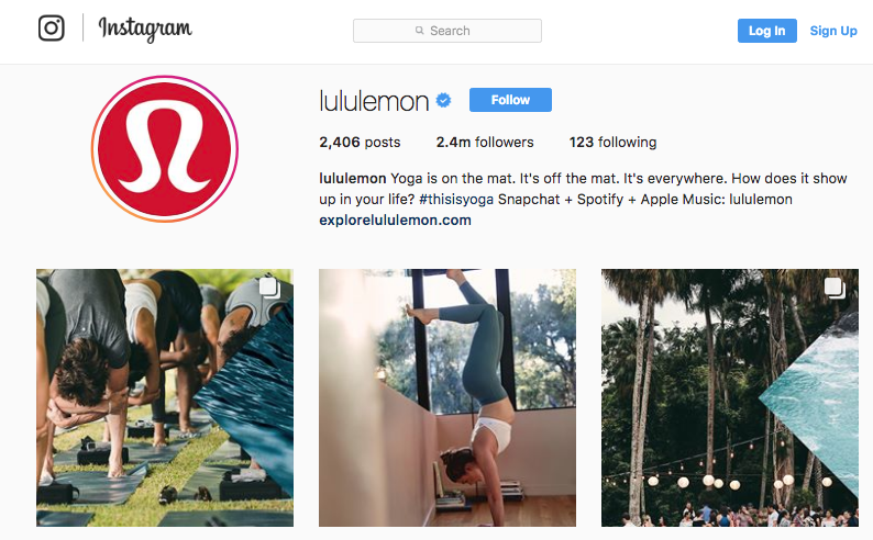 Lululemon Instagram channel